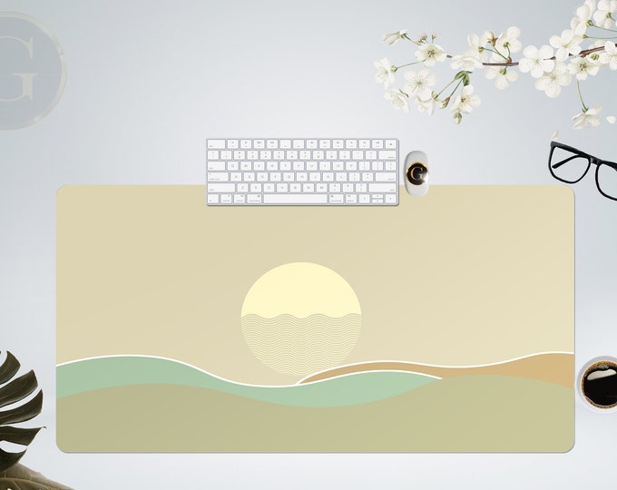 Minimal Sunset Boho Desk Mat, Extra Large Desk Mat with Multiple Size Options, Home Office Desk Decor, Gift For Coworker, Extended Mouse Pad