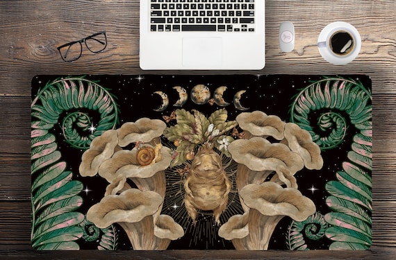 Mandrake Magic Mushroom Dark witch witchcraft desk mat cute mousepad, Cute Forest Nature Ergonomic gel pad mouse pad with wrist rest gaming