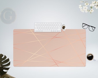 Rose Gold Lines Boho Extra Large Desk Mat with Multiple Size Options, Home Office Desk Decor, Gift For Coworker, Extended Mouse Pad