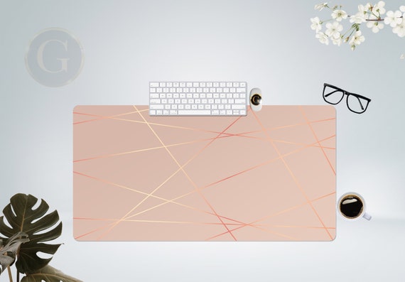Rose Gold Lines Boho Extra Large Desk Mat with Multiple Size Options, Home Office Desk Decor, Gift For Coworker, Extended Mouse Pad