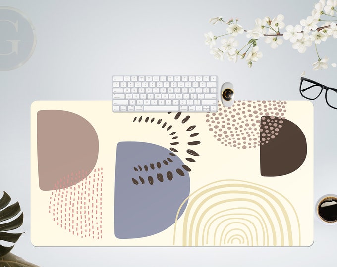 Abstract Shapes Boho Desk Mat, Extra Large Desk Mat with Multiple Size Options, Home Office Desk Decor, Gift For Coworker, Extended Mousepad
