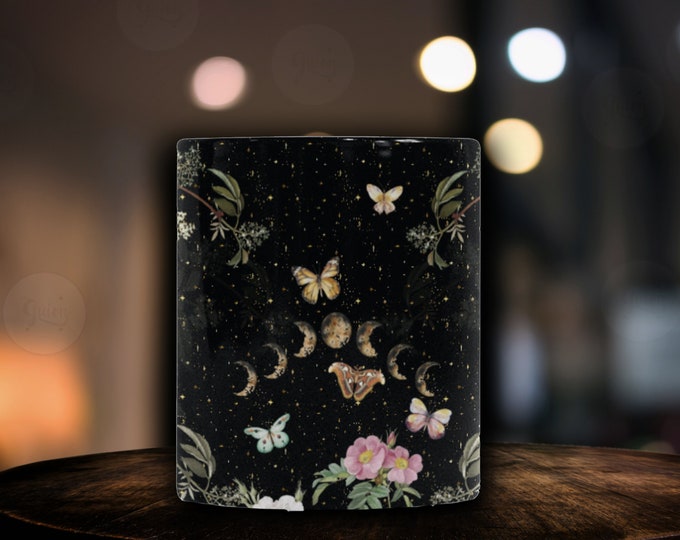 Moon phases Celestial Color Changing Mug, Cottagecore Mushroom Color Changing Ceramic Mug, witchy celestial Morphing Mug Gift Christmas