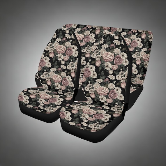 Dark Roses Auto Vehicle Car Seat Covers, Cottagecore Seat Covers for vehicle, Nature car interior decor, car accessories boho gift witch