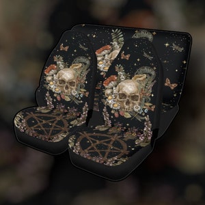 Dark Cottagecore Forest witch Car Seat Covers, Mystical skull witchy Car Seat Cover for vehicle women car interior decor accessories