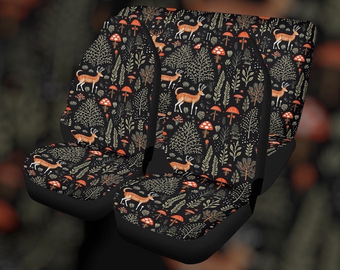 Forest Animals Mushroom Car Seat Covers, Dark Cottagecore Nature Car Seat Covers for vehicle, Witchy car interior decor, car accessories