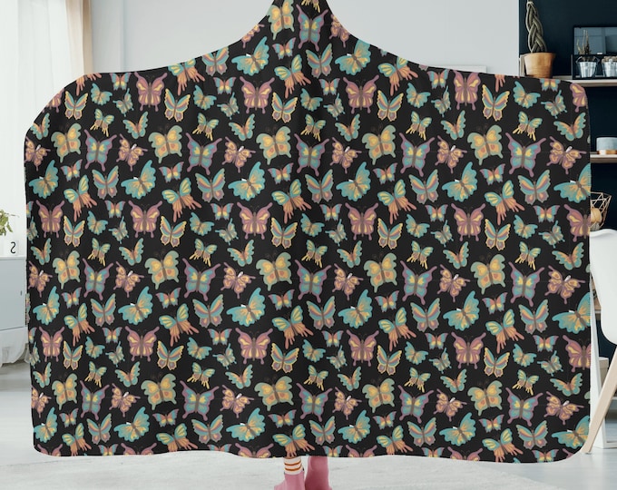 Moth Cottagecore witchy Hooded Blanket, Witchy Cottagecore blanket for fall and winter, blanket for Christmas gift, Cottagecore home gift