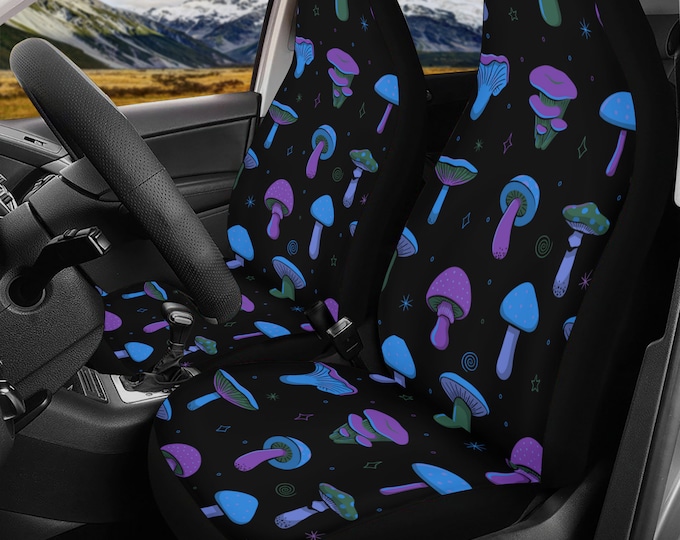 Purple trippy mushroom Car Seat Covers, MAgic Cottagecore witchy Seat Covers for vehicle, Cute car interior decor, cute car accessories