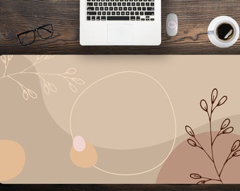 Abstract Floral Desk Mat, Boho Office Decor, Extended Mouse Pad