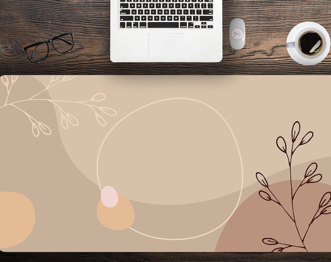 Abstract Floral Boho Desk Mat with Multiple Size Options, Extra Large Desk Mat Home Office Desk Decor, Gift For Coworker, Extended Mouse Pad