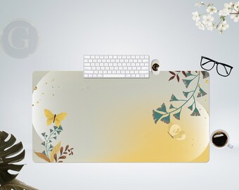 Floral Butterfly Desk Mat, Extra Large Extended Mouse Pad