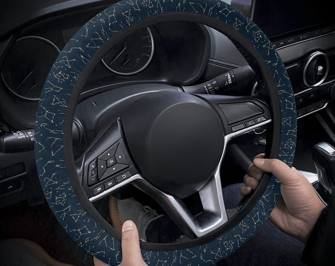 Star Map Celestial Boho Car Steering Wheel Cover, CottagecoreCark celestial Starry Steering Wheel Cover, Boho Cottagecore Car Interior Decor
