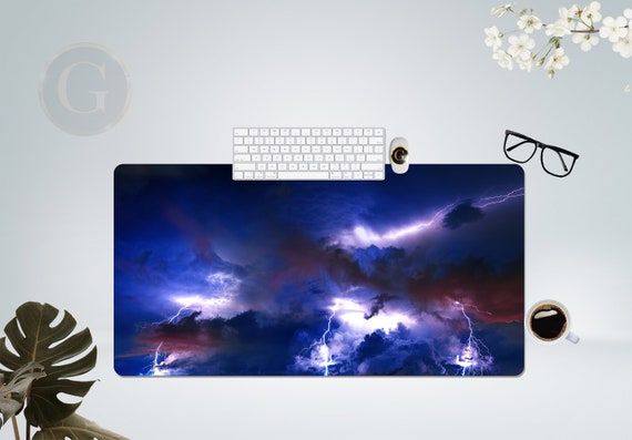 Lightning Strikes Extra Large Desk Mat with Multiple Size Options, Home Office Desk Decor, Gift For Coworker, Extended Mouse Pad