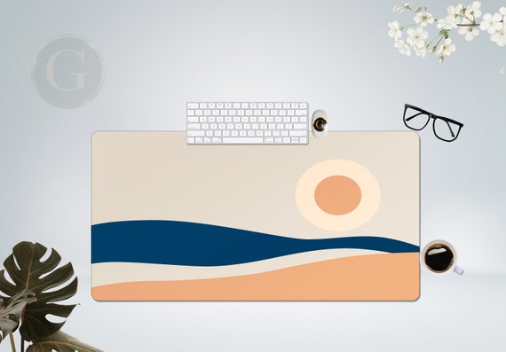 Minimal Landscape Design Extra Large Boho Desk Mat with Multiple Size Options, Home Office Desk Decor, Gift For Coworker, Extended Mouse Pad