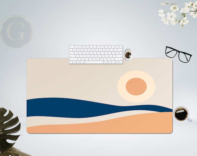 Minimal Landscape Design Extra Large Boho Desk Mat with Multiple Size Options, Home Office Desk Decor, Gift For Coworker, Extended Mouse Pad