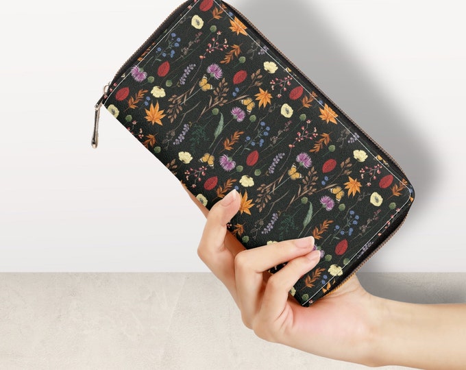 Cottagecore Wildflower Wallet, Cottagecore Witchy Wallet, Witchy Herbs Wallet, Dark Academia Wallet , Witchy Purse Kitchen Witch Herbs