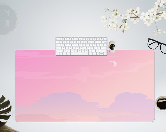 Pastel Sky Desk Mat with Multiple Size Options, Cute desk Mat Fore Home Office, Gift For Coworker, Extended Mouse Pad, Decorative Mat Kawaii