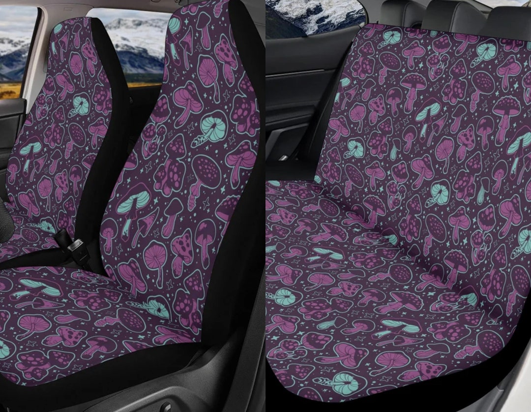 Purple Groovy Mushroom Witchy Car Seat Covers for Vehicle Full Set