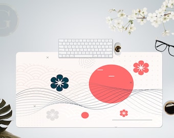 Abstract Japanese Minimalist Art Decorative Desk Mat,  Extra Large Desk Mat, Mouse Mat, Extended Mouse Pad, Large Mouse Pad