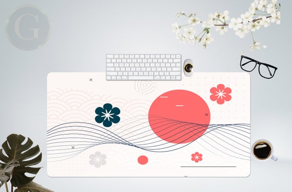 Abstract Japanese Minimalist Art Decorative Desk Mat,  Extra Large Desk Mat, Mouse Mat, Extended Mouse Pad, Large Mouse Pad