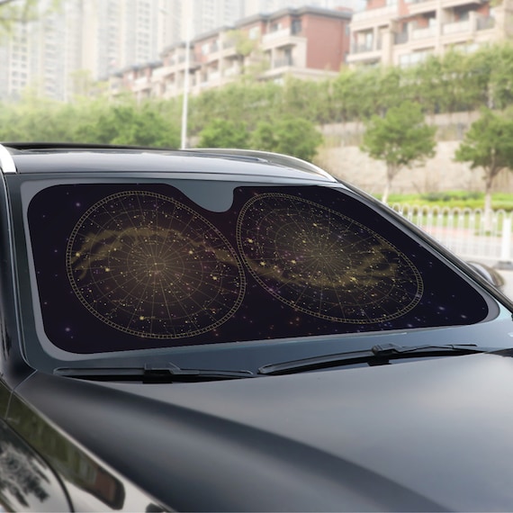 Constellations Star Map Celestial sunshade for windshield, cottagecore black Window Sun Blocker astrology car accessories Auto Decor Screen