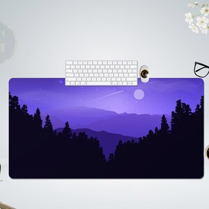 Purple Landscape Desk Mat with Multiple Size Options, Home Office Desk Decor, Gift For Coworker, Extended Mouse Pad For Gaming