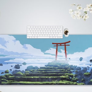 Japanese Torii Gate Anime Scenery Desk Mat, Multiple Sizes Available, Free Shipping Desk Mat, Home Office Desk decor, Coworker Gift