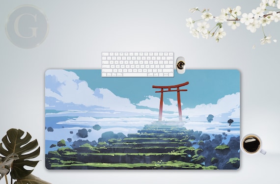 Japanese Torii Gate Anime Scenery Desk Mat, Multiple Sizes Available, Free Shipping Desk Mat, Home Office Desk decor, Coworker Gift