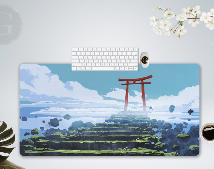 Japanese Torii Gate Anime Scenery Desk Mat, Multiple Sizes Available, Free Shipping Desk Mat, Home Office Desk decor, Coworker Gift