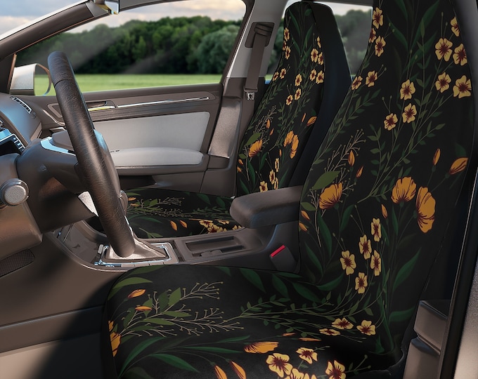 Cute boho flowers Car Seat Covers, Nature Foral Cottagecore Seat Covers for vehicle, Nature car interior decor, cute car accessories gift