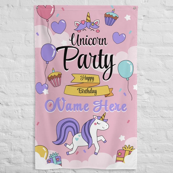 Happy Birthday Party Flag,  Personalized Flag for Birthday Party, Personalized Wall Flags, Custom Your Flag, Birthday Girl Party