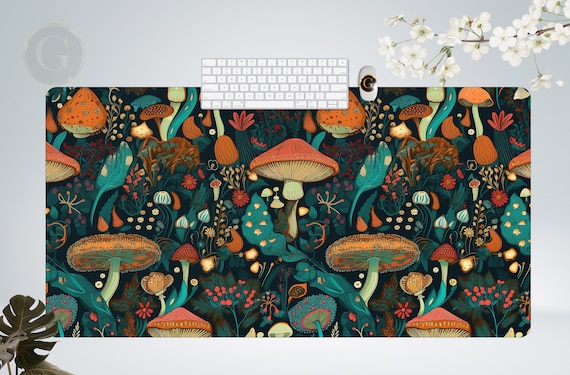 Vintage Mushroom Mouse Pad, Cottagecore Mousepad, Aesthetic Office Desk Decor, Forest Magic Nature, Retro Flowers, Mousepad Gift