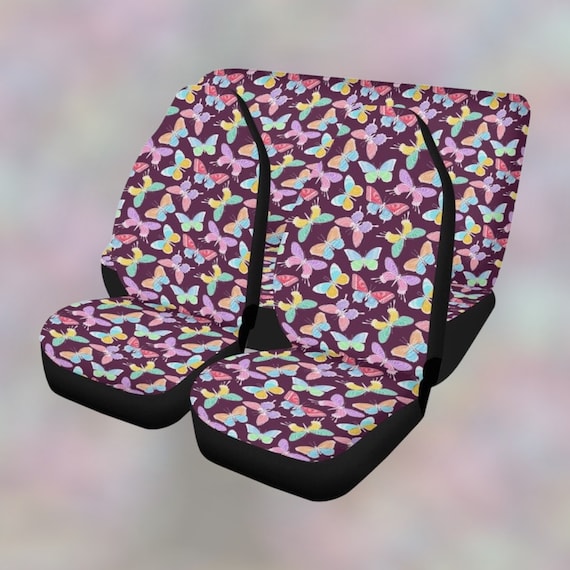 Colorful butterflies cute pink Car Seat Covers, trendy car Seat Covers for vehicle, Nature car interior decor, cute car accessories gift