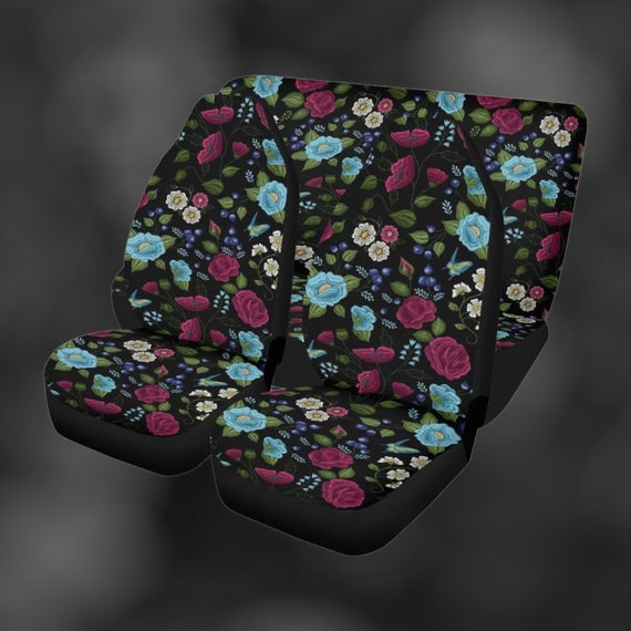 Dark boho witch roses Car Seat Covers aesthetic Cottagecore Seat Covers for women, vehicle car interior decor, cute car accessories gift