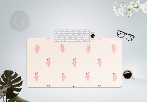 Cute Minimalist Cactus Pink Desk Mat with Multiple Size Options, Extra Large Desk Mat for Home Office, Gift For Coworker, Extended Mouse Pad