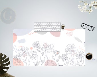 Cute Soft Floral Aesthetic Desk Mat with Multiple Size Options, Home Office Desk Mat, Gift For Coworker, Extended Mousepad, Large Gaming Mat