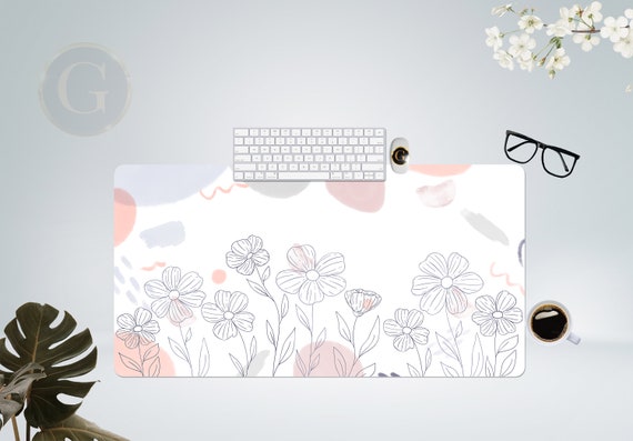 Cute Soft Floral Aesthetic Desk Mat with Multiple Size Options, Home Office Desk Mat, Gift For Coworker, Extended Mousepad, Large Gaming Mat