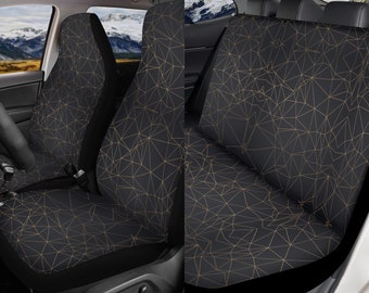 Housses de siège d’auto noires Boho Abstract Lines, housses de siège sombres Boho Cottagecore pour véhicule, décoration intérieure de voiture mignonne, véhicule d’accessoires de voiture