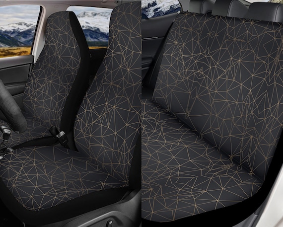 Boho Abstract Lines Black Car Seat Covers, Boho Cottagecore dark Seat Covers for vehicle, Cute car interior decor, car accessories vehicle