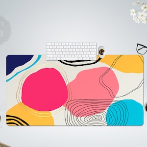 Colorful Painting Boho Desk Mat, Abstract Desk Mat, Cute Desk Mat, Mouse Mat, Extended Mouse Pad, Extra Large Desk Mat, Large Mouse Pad