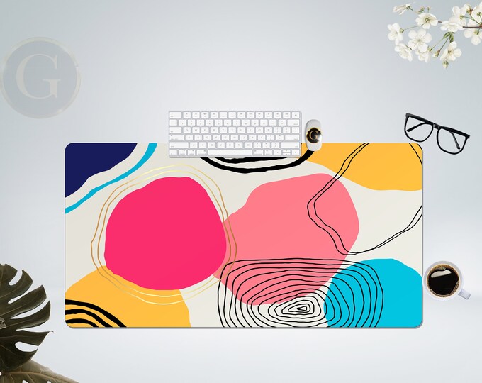 Colorful Painting Boho Desk Mat, Abstract Desk Mat, Cute Desk Mat, Mouse Mat, Extended Mouse Pad, Extra Large Desk Mat, Large Mouse Pad