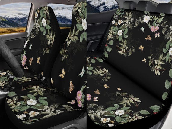 Green Forest Cottagecore Car Seat Covers, Cute Forest Moth Forager