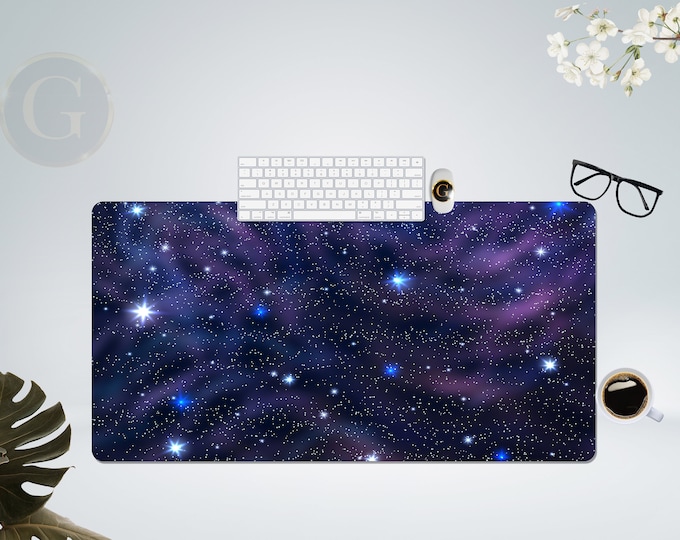Purple Deep Space Desk Mat, Aesthetic Desk Accessory, Wrist Rest Mouse Pad, Extra Large Desk Mat, Computer Desk Mat, Modern Desk Accessories