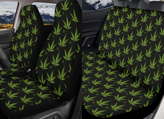 Cannabis Car Seat Covers, Green Cottagecore Seat Covers for vehicle, Nature car interior decor, cute car accessories gift women car decor