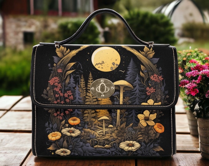 Cottagecore Boho Floral Canvas Satchel bag, Cute women crossed body purse, cute vegan leather strap hand bag Boho bag, hippies boho gift