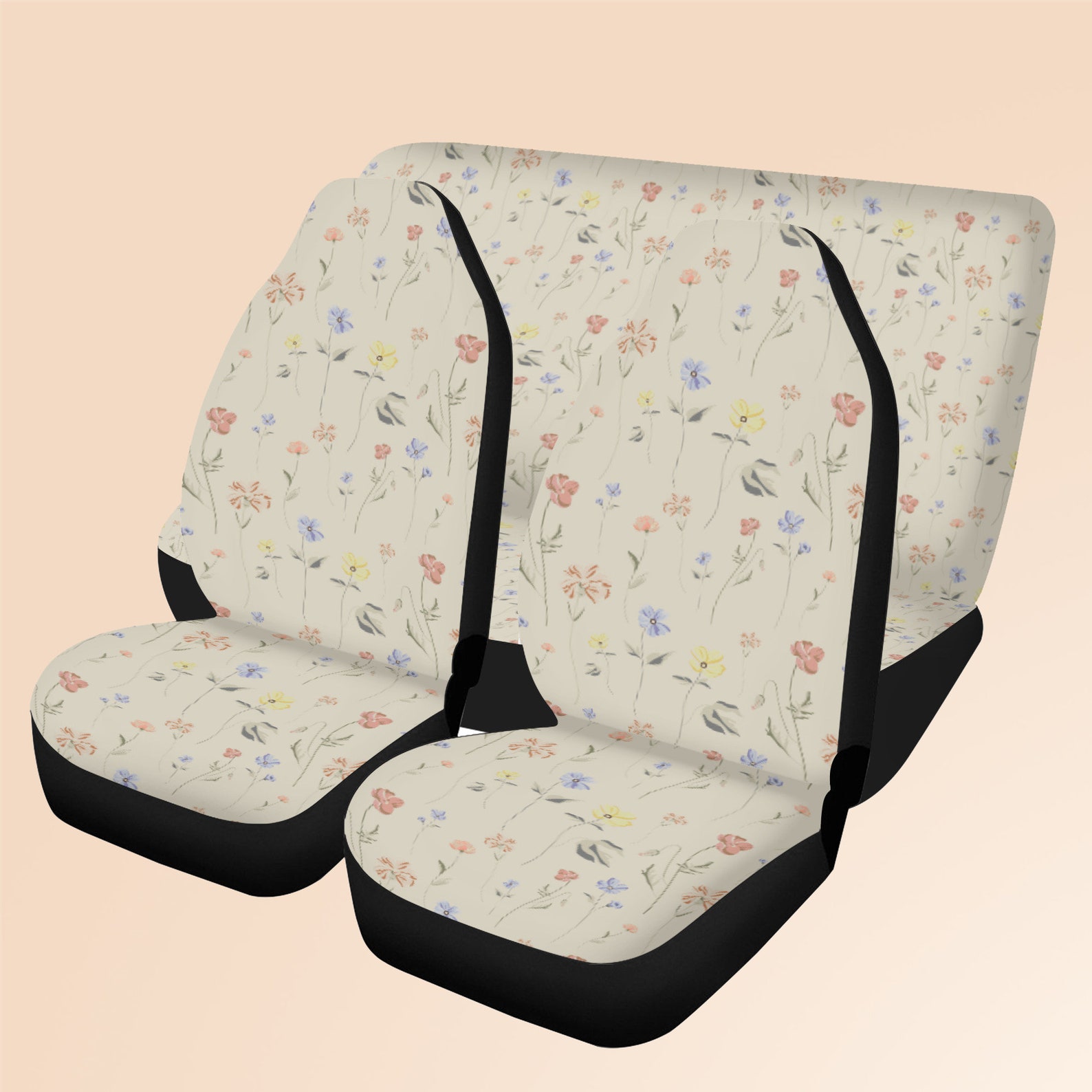 Boho Cute Flowers Car Seat Covers Boho Cottagecore Seat Etsy