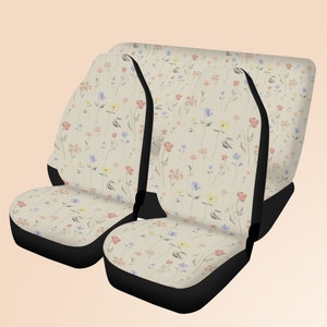Coprisedili per auto con fiori carini in stile boho, coprisedili per auto in stile boho cottagecore, decorazioni per interni auto in stile boho, graziosi accessori per auto in stile boho floreale