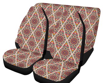 Boho Indie Carpet Print Car Floor Mats, Cottagecore boho car accessories, women girls car mats set, gift for mother's car, boho hippie style
