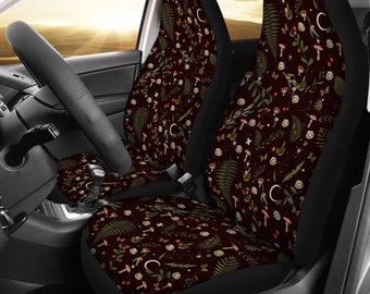 Black Mushroom Car Seat Cover Full Set, Cottagecore Seat Covers for Car for Women, Car Seat Covers for Vehicle, Car Seat Cover Set, Car Gift