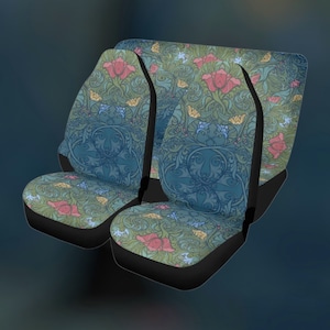 Boho Hippie Flowers Cottagecore Car Seat Covers, Medieval Gothic Seat Covers for vehicle, Gothic car interior decor seat cover Cottagecore