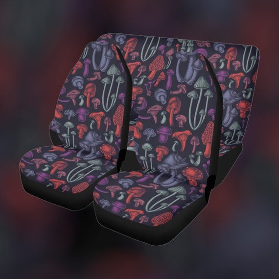 Magic Mushroom Purple Boho Car Seat Cover For Women, Cottagecore Cute Purple Boho Front Bucket Seat Cover For Car Vehicle, Nature seat cover